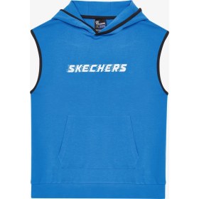 Resim Skechers Lightweight Fleece Two Yarn B Sleeveless Hoodie Sweatshirt Büyük Erkek Çocuk Mavi Sweatshirt Sk241119-400 