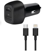 Resim KOİ TECH 40 Watt Iphone Uyumlu Telefon Type-c Ve Usb Girişli Araç Çakmaklık Şarj Kablo 