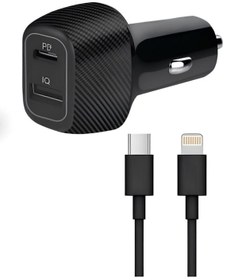 Resim KOİ TECH 40 Watt Iphone Uyumlu Telefon Type-c Ve Usb Girişli Araç Çakmaklık Şarj Kablo 