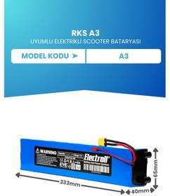 Resim Rks A3 Uyumlu Batarya 36v 6.000mah 