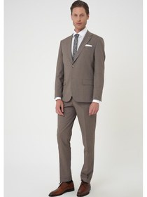Resim Efor Slim Fit Çift Yırtmaç Dokulu Esnek Klasik Vizon Takım Elbise Tk 915 Vizon 