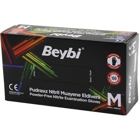Resim Beybi M Siyah Pudrasız Nitril Muayene Eldiveni 100lü 4832 