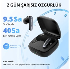 Resim Earfun Air Pro 4i Kulak Içi Bluetooth Kulaklık - Hibrit Aktif Gürültü Engelleme - 40 Saat Kullanım Süresi - IP55 - Siyah (Earfun Türkiye Garantili) 