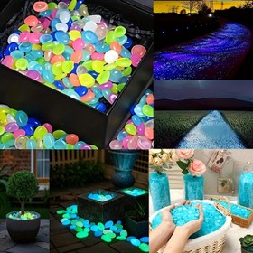 Resim 400/301/201 Adet Karanlıkta Parlayan Akvaryum Taşları - Balık Tankı, Bahçe & Peyzaj Dekoru için Floresan Reçine Çakıl Taşılar, UV-İle Aktiflenen Işıltılı Taşlar Akvaryumlara, Yürüyüş Yollarına, Bonsaiye, DIY Düğün & İç Mekan Süslemeye, Büyük Akvaryum Dekorasyonlarına, Canlı Vurgulara, Pürüzsüz Dokuya Sahip Ev Dekoratörleri 