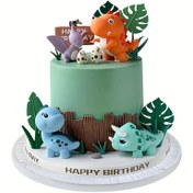 Resim 7/16 Dinozor Pasta Süsleme Seti Karikatür dinozor temalı pasta süsleme seti 3D dinozor modeli doğum günü pastası süslemesi yaban hayatı partisi 