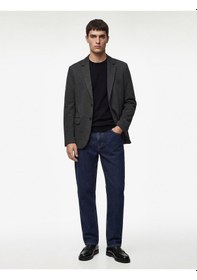 Resim Koton Slim Fit Viskon Karışımlı Düğmeli Kapaklı Cepli Mono Yaka Blazer Ceket Antrasit 6sam50001hk Antrasit 