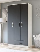 Resim Metalia Gm 002 Life 3 Kapılı Tek Çekmeceli Beyaz Antrasit Gri Gardrop 