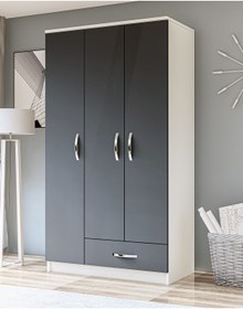 Resim Metalia Gm 002 Life 3 Kapılı Tek Çekmeceli Beyaz Antrasit Gri Gardrop 