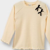 Resim Defacto Kız Bebek Bisiklet Yaka Fiyonk Detaylı Fitilli Kaşkorse Uzun Kollu Tişört G5772a525wner134 Ekru-er134 