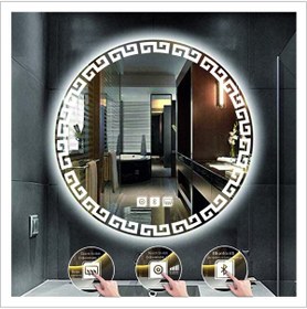 Resim GLOBAL LED MIRROR 60 Cm Beyaz Ledli Tasarım Kumlamalı Dokunmatik Bluetoothlu Buğu Önleyicili Banyo Aynası Makyaj Ayna 