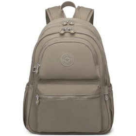 Resim Büyük Boy Laptop Bölmeli Su Geçirmez Krınkıl Kumaş Okul Çantası Açık Kahve Kahverengi 