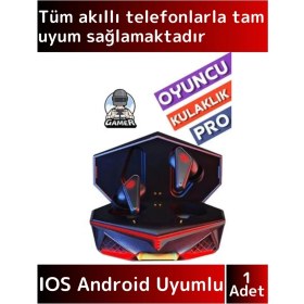 Resim Premium 16 Pro Max Uyumlu Metal Kasa LED Işık Anc Gamer Kulak Içi Bluetooth Oyuncu Kulaklığı 