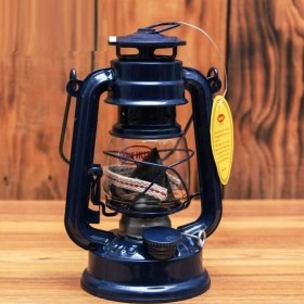 Resim Vıp 18 cm Metal Gemici Feneri Lacivert Gaz Lambası Lacivert Gemici Feneri Kamp Lambası Çadır Lambası 