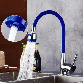 Resim Pileli Store Oynar Başlıklı Tasarruflu Kubar Musluk Borusu ve Başlığı Mavi 