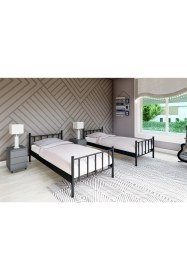 Resim Metalia Gm 126 Ayrılabilir Siyah Çiftli Ranza 90 x 190 