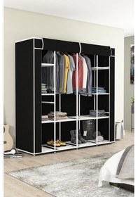 Resim Bez Dolap 12 Raflı Mega Boy Siyah Çok Amaçlı Metal Gardırop Siyah 