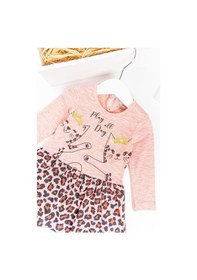 Resim Babymod Leopar Desenli Kedi Baskılı Kız Bebek Elbise 
