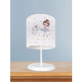 Resim Bebek ve Çocuk Odası Balerin Kız ve Kuğu Desenli Abajur 