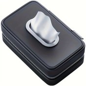 Resim Chuangyinshop Black Deri Araç Mendil Kutusu Saklama Kutusu Fonksiyonel Esnek Bantlı Güneşlik 