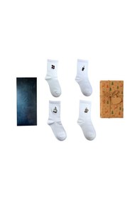 Resim Premium Unisex Kahve Nakışlı Kadın Erkek Çorap 6 Lı Set Yazlık Kışlık Pamuklu Özel Kutulu Hediye Çok Renkli 