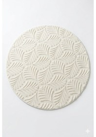 Resim Yuvarlak Beyaz Banyo Paspası Peluş Soft Dokulu Lüx Pufy Halı - Kaymaz Taban Makinede Yıkanabilir Beyaz 