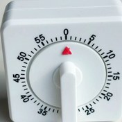 Resim Basit Şık] Şık Beyaz Kare Mutfak Saati - 60 Dakikalık Mekanik Geri Sayım, Pil Gerektirmez, Pişirme ve Çalışma İçin Taşınabilir Tasarım 