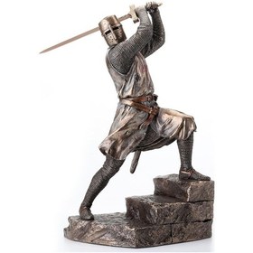 Resim Merdiven Üstünde Çift El Kıl Ç Savuran Tapınak Şövalyesi Heykel Biblo Dekor 