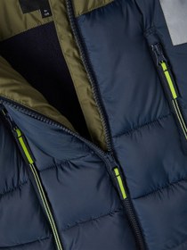 Resim Erkek Çocuk Kışlık Kapüşonlu Mont-Minimalist Tasarım-Regular Fit - Koyu Lacivert / 12 Y 