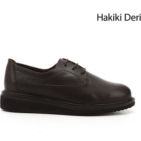Resim Gönderi(r) Kadın Kahve Antik Bağcıklı Dolgu Taban Hakiki Deri Ayakkabı 