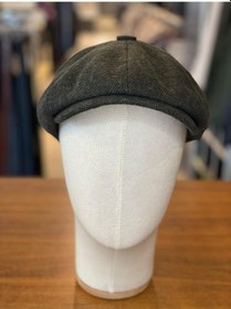 Resim Hamze Peaky Blinders Tarz İngiliz Model Balıksırtı Desen Kaşe Kumaş Kasket Şapka Haki 