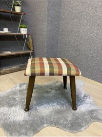 Resim Trend Ceviz Ekose Hardal Ahşap Ayak Uzatma Pufu Makyaj Koltuğu Bench Tabure 