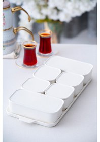 Resim Acar Pure White Porselen Kapaklı Kahvaltılık 6'lı Beyaz 