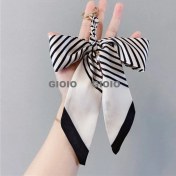 Resim Silver1 Gıoıo Yeni Ipek Eşarp Anahtarlık Kişiselleştirilmiş Inci Papyon Çanta Çekicilik Dokuma Anahtarlık (Yurt Dışından) 