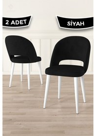 Resim Canisa Pane Serisi 2 Adet Siyah Mutfak Sandalyesi Babyface Kumaş Beyaz Ayak Siyah Sandalye Beyaz Ayak 