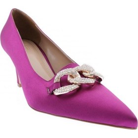 Resim Dgn 1728-22y Kadın Sivri Burun Üstten Zincirli Taşlı Topuklu Ayakkabı 1728-1974-R12475 Mor 