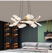 Resim Taran 50'lik Siyah Gold Çiçek Desenli 60 Watt Yuvarlak Modern Salon Led Avize Siyah Gold 