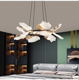 Resim Taran 50'lik Siyah Gold Çiçek Desenli 60 Watt Yuvarlak Modern Salon Led Avize Siyah Gold 