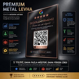 Resim Google Değerlendirme QR Kodu - Metal Levha Rose Gold - M (20x30) / 1.50 mm / Mıknatıslı Kurulum 
