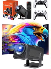 Resim RUGGED Projeksiyon Cihazı Oyunlu 2 Joystick Oyun Kolu Hediyeli 150inç Pro Game Box Ultra HD 4K 450 Ansi Lmn 