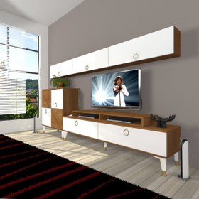 Resim Ekoflex 8 Mdf Gold Tv Ünitesi Tv Sehpası - Ceviz - Beyaz 