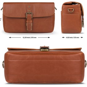 Resim MegaGear Suni Deri Fotoğraf Makinesi Omuz Çantası - Kahverengi 