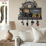 Resim 2D Düz, Siyah Çadır Retro Motosiklet Hoşgeldiniz İşareti Mini Çiçek Evi, Basit Renkli Ahşap, Zarif Ev Anahtar Askısı, Dört Metal saç tokası ile, Duvar Dekorasyonu, Veranda Dekorasyonu, Oda Dekorasyonu, Villa Dekorasyonu, Dört Mevsim Çok Fonksiyonlu Ev Dekorasyonu 30cm×23cm 