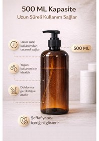 Resim Dozajlı Basmalı Başlık Amber Şişe 500 Ml - Çok Amaçlı Amber Şişe 