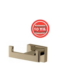 Resim Çelik Banyo Paslanmaz Pirinç Kenzo Çiftli Bornozluk Askılık Havlu Askısı Altın Gold Gold 