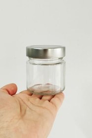 Resim Afracam 255 ml Kavanoz Metal Derin Kapaklı 255 Cc Şeffaf Reçel, Marmelat Cam Kavanoz Deep 50 Adet (Gümüş Kapak) 