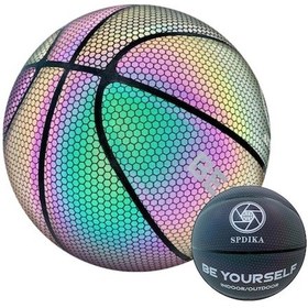 Resim Holografik Yansıtıcılı Parlak Basketbol Topu - İç/dış Mekan Dayanıklı Deri Spor Hediyeleri Erkek Ve Kadınlar İçin 