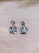 Resim Hdmarketim Otantik Swarovski Beyaz Taşlı Işıltılı Sallantılı Küp Çok Renkli 