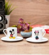 Resim Genel Markalar Mickey Mouse Sevgililere Özel Sevgili Hediye 2li Set Beyaz Kahve Fincanı 
