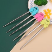 Resim 1pc/4pcs Paslanmaz Çelik Çubuklarla Silikon Parmak Kılıfları, Kendi Kendine Yemeye Doğru Çubuklar, 14+ Yetişkinler İçin Eğitim ve Öğrenme Çubukları 
