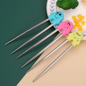 Resim 1pc/4pcs Paslanmaz Çelik Çubuklarla Silikon Parmak Kılıfları, Kendi Kendine Yemeye Doğru Çubuklar, 14+ Yetişkinler İçin Eğitim ve Öğrenme Çubukları 